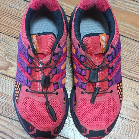 Salomon XR Mission Red and Purple Athletic Running Shoes with Quicklace - Picture 6 of 6